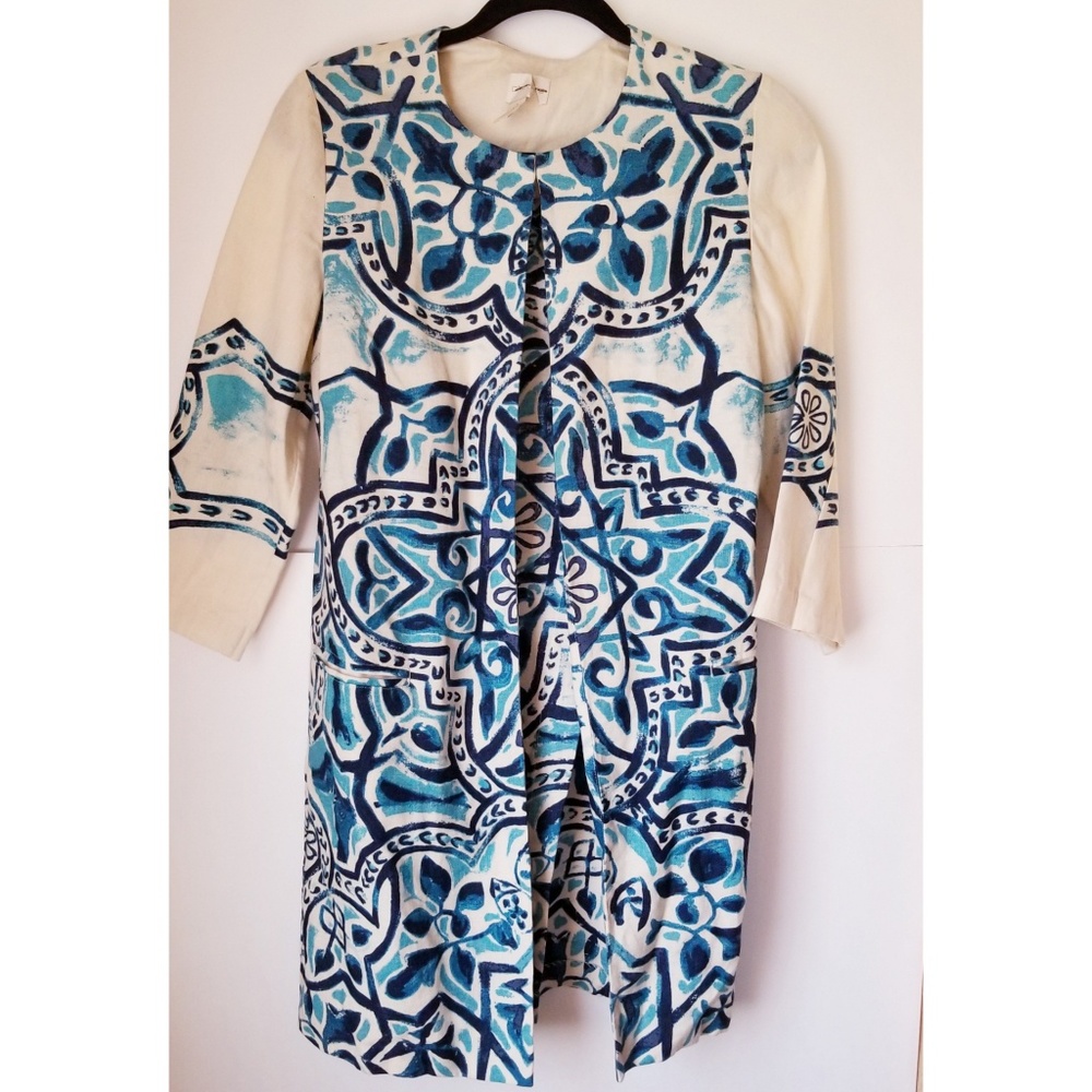 Chico's Open Jacket Abstract Tribal Print